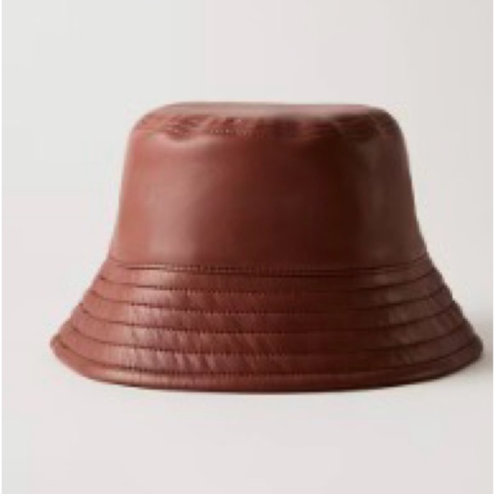 Aritzia | Brown Faux Leather Bucket Hat
